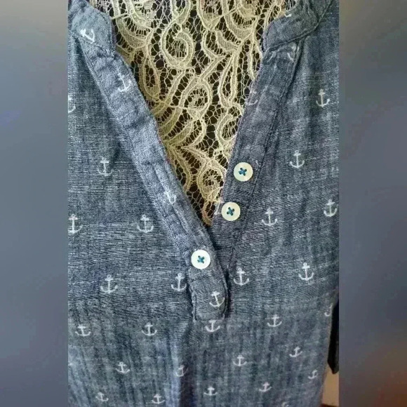 Hatley Women's Medium 100% Cotton Anchor All-over Print  Tab Sleeves Tunic - Picture 2 of 7